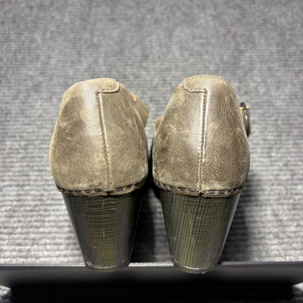 Dansko Neci Olive Green Leather Mary Jane Clog Heels Studded Size 38 - Picture 7 of 10